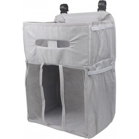 Organiseur Lit Bebe, Essuie-Tout, Ouverture Pratique, Suspendu, Robuste, Noir, Crochet, Couche (1/5)
