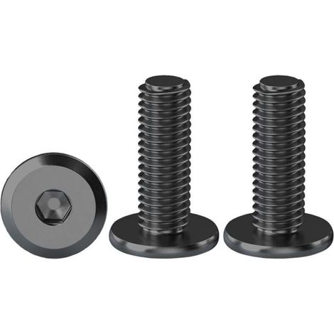 Vis à Tête Plate à Six Pans Creux Noir Lot De 20 Vis à Tête Cylindrique Hexagonale à Bride M6 X 16 mm Boulons à Tête Plate Hexagonale en Acier Inoxydable A2 V2A Vis à Métaux, Filetage Complet (1/4)
