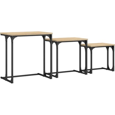 3 pcs Tables basses,Table d'appoint,Table de Salon gigognes chêne sonoma bois d'ingénierie CFW89579 (1/5)