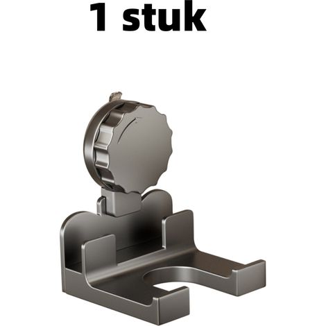 Support mural pour sèche cheveux 1 pièce avec ventouse installation sans perçage pour salle de bain 14 x 12 cm gris (1/5)