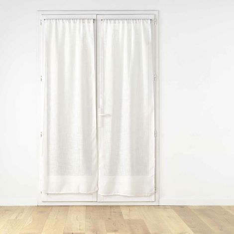 Paire de voilages passe-tringle 2 x 70 x 240 cm – Effet lin tissé HALTONA – Naturel (1/3)