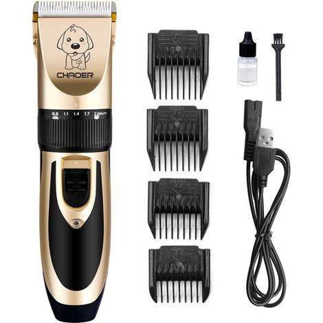 Tondeuse à Cheveux Professionnelle USB Rechargeable pour Animaux de Compagnie, Tondeuse à Cheveux silencieuse sans Fil avec 4 Peignes, pour Chiens, Chats, Animaux de Compagnie, Cou (1/5)