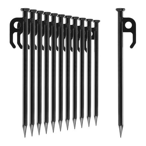 12x Steel Tent Pegs - Long and Sturdy Pegs for Camping and Outdoor Use - Ideal for Normal and Hard Ground - 20 cm