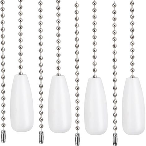 4pcs Rallonge Chaîne de Traction Ventilateur, 32,2cm Extension de Chaîne de Traction Légère pour Décoration de Lampe de Ventilateur de Plafond (Blanc) (1/5)
