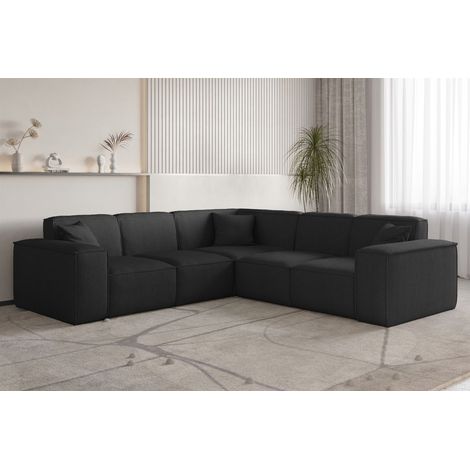 Ecksofa Designersofa CELES PREMIUM in Stoff Scala Schwarz Seite Universal (1/3)
