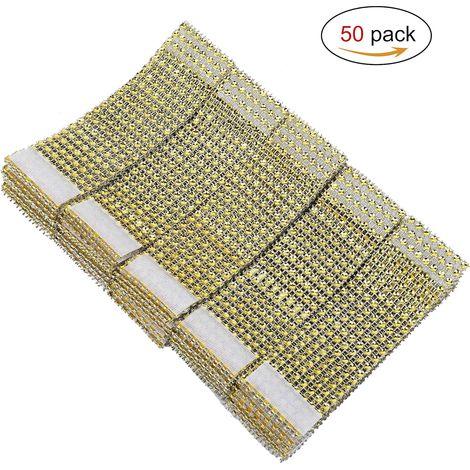 Silbernes Strass-Serviettenring-Set mit Schleife zur Dekoration, 50 Stück (1/5)