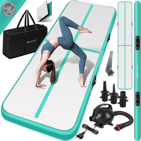 KESSER® colchoneta de gimnasia hinchable airtrack colchoneta de gimnasia 3/4/5/6m incl. bolsa de transporte y bomba de aire eléctrica colchoneta de yoga colchonetas de gimnasia 600 x 100 x 10 cm / (1/5)