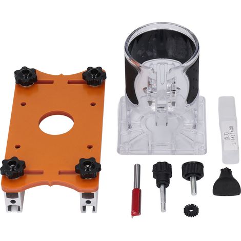Base de routeur pour le travail du bois avec couvercle Transparent, support de fente pour fraise, Kit de fixation pour coupe-bois, réglage de 6 à 56mm (1/5)