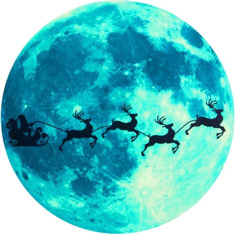 Vinilos decorativos navideños de cristal para pared - Brilla en la oscuridad: Papá Noel, trineo y alce. Decoración navideña removible para pared. Adhesivo luminoso para puerta principal, ventana, dorm (1/2)