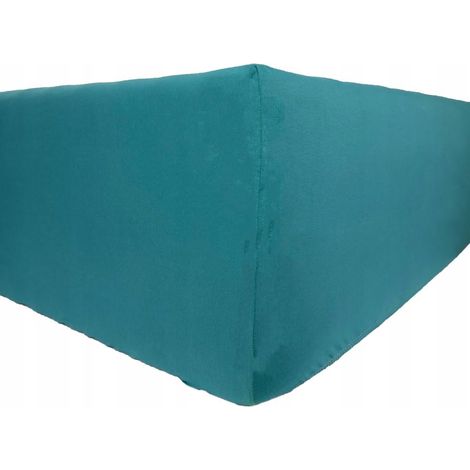 Sábana bajera ajustable Jersey Delux - Aqua 140x200 con banda elástica. Producto polaco. (1/2)