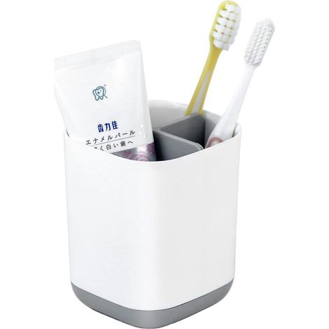 porte-brosses Dents Pour Salle De Bain, Organisateur De Brosses Dents 3 Emplacements Avec Fond Antidrapant, Facile Nettoyer, Bote De Rangement (1/5)