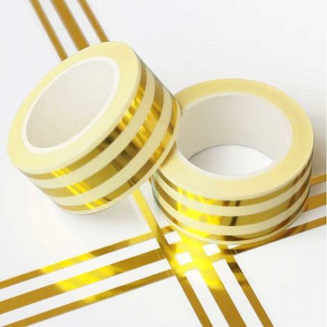2 Ruban Adhésif Décoratif pour Carrelage 2.5cm5m, PVC Imperméable Autocollante Joints Bande D'étanchéité(Or) (1/5)
