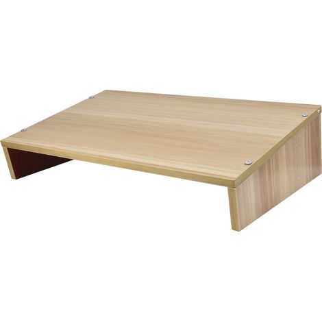 Support en bois pour ordinateur portable, simple et robuste, permettant de surélever les tablettes pour un bureau à domicile. (1/5)