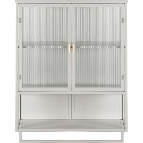 PLACARD CONTEMPORAIN FONCTIONNEL MURALE MINIMALISTE VERRE MÉTAL BLANC 60.00 X 23.00 X 78.00 (1/5)