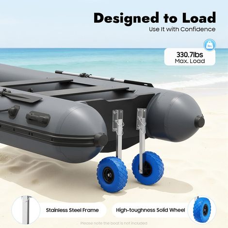 Roues de lancement amovibles Bateau pneumatique Radeau Roues de lancement pour bateaux pneumatiques Motos hors-bord pliables en acier inoxydable