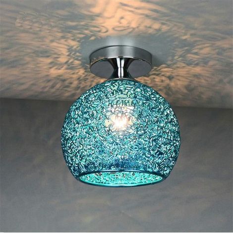 Suspension plafond aluminium bleu moderne luminaire chambre salon couloir décoration intérieure design contemporain (1/2)