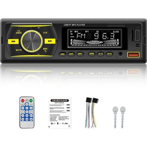 Autoradio Bluetooth 5.0 - - 1 Din - 45Wx4 - Éclairage 7 Couleurs - Chargement USB 1,5A (1/4)