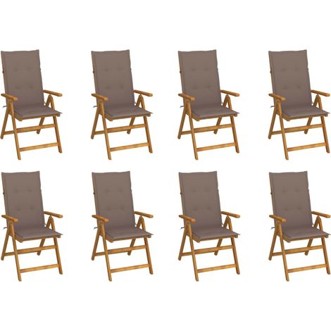 8 pcs Chaises pliables de jardin avec coussins, Chaises de jardin à dîner, Fauteuils de jardin Bois d'acacia BGT23147 (1/5)