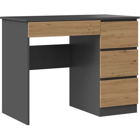 Scrivania destra con 4 cassetti, 51 cm, x 98 cm, x 76 cm, Antracite, Rovere artigianale (1/5)