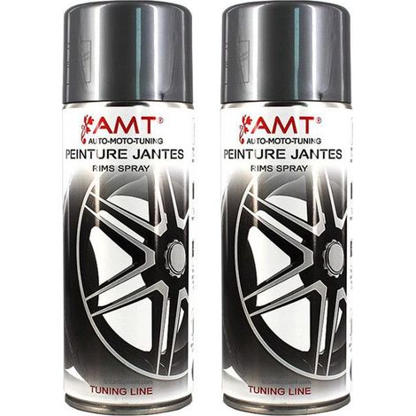 Bombe de Peinture - AMT - BPS01 - Lot de 2 - Gris Aluminium - Acrylique Spéciale Jante