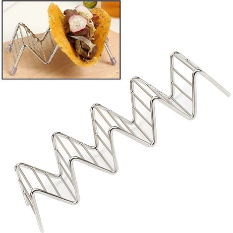 Support à tacos en acier inoxydable en forme de V, support à rouleaux de printemps au maïs, support à tacos, support à crêpes, 4 à 5 compartiments, 6,3 x 22,5 x 4,5 cm / 2,5 x 8,9 x 1,8 po (1/5)