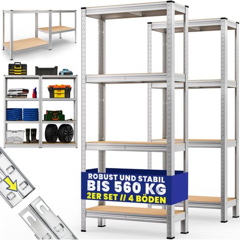 Deuba 2x Estanterías Metálicas 170x75x30cm máx 280kg Estantería para Cargas pesadas 4 Estantes Taller (1/5)