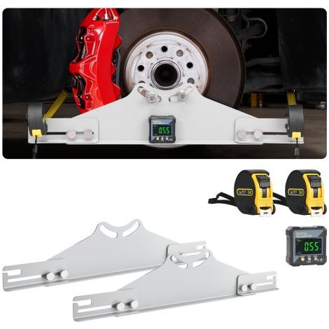 Herramienta de Alineación de Ruedas, 2 Placas de Medición de Caída Fabricadas en Acero al Carbono con Transportador Digital, 2 Cintas Métricas, para Ruedas de Automóviles, Camiones y SUV (1/5)