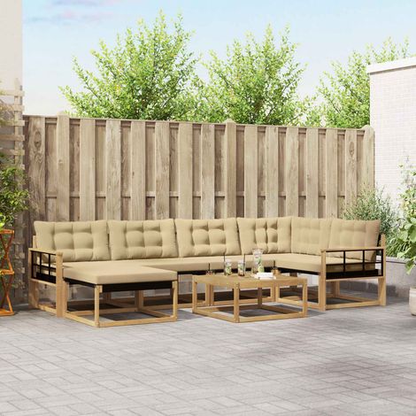 vidaXL Outdoor-Sofagarnitur 7 pcs Weiß und Beige 79 x 79 x 37 cm (1/5)