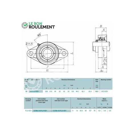Palier fonte UCFL213-D1-NTN