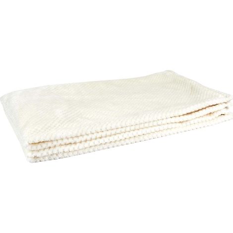 Plaid Ultra Doux 120x150cm Nid d'Abeille Crème (1/5)