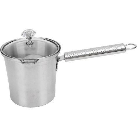 Milchaufschäumkännchen aus Edelstahl, multifunktional, langer Griff, Kaffee- und Teedampfbecher mit Deckel (1/4)