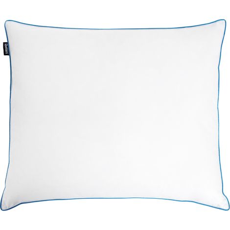 Almohada de plumas y plumón de pato de perfil bajo para cama funda de algodón blanco 80 x 80 cm Aneto