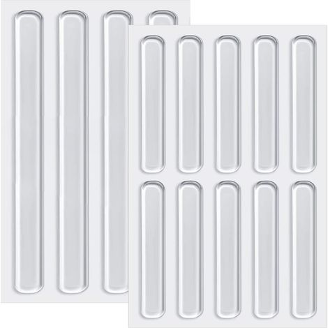 Lot de 14 butoirs de meubles en silicone transparent – Protège-portes d'armoires et meubles – Bandes adhésives pare-chocs 6,3 cm et 15 cm – Coussinets de protection transparents pour portes (1/5)