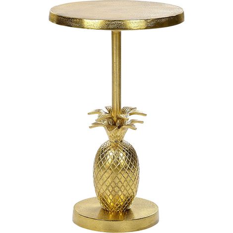 Tavolino da salotto ananas pezzo rotondo metallo oro ⌀ 29 cm Pannouvre