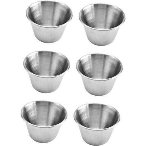 6 Pièces Coupelles Inox, Récipient Condiments Acier, Tasse Sauce Durable, Pour Maison Et Barbecue (1/5)