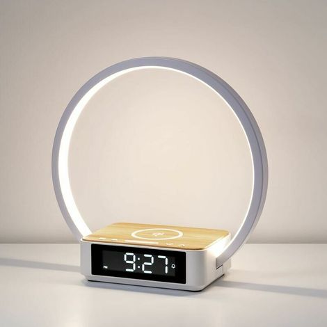 Lampe De Chevet Tactile Chambre, Reveil Lumineux Avec Chargeur Sans Fil, Lampe De Reveil Avec 3 Niveaux De Luminosité (1/5)