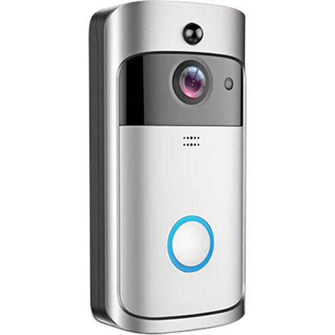 Sonnette vidéo sans fil 720p, interphone temps réel, détection PIR, vision nocturne, angle 166°, stockage cloud/TF (1/5)