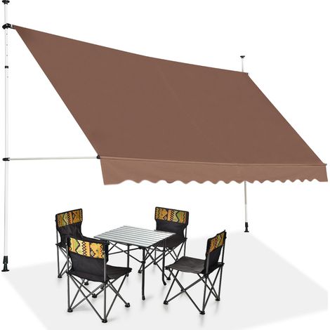Tenda da sole telescopica e retrattile, Tenda parasole resistente ai raggi UV impermeabile 395 x 120 cm Marrone (1/3)