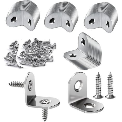 Équerre de Fixation Acier inoxydable,50 Pcs 20x20mm Équerre Métal avec 100 pièces Vis Equerre Equerre de Fixation Angle Droit Support pour la Fixation et la Réparation de Meubles (1/5)
