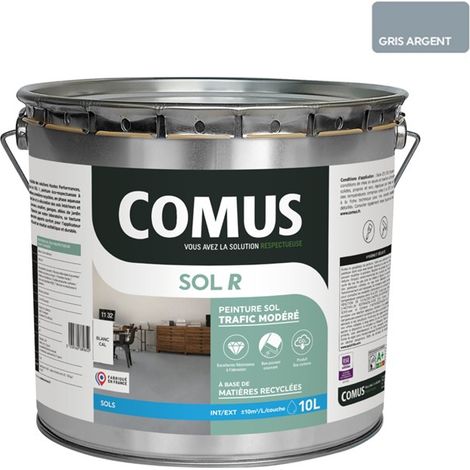COMUS SOL R GRIS ARGENT 10L - peinture acrylique en phase aqueuse pour sols intérieurs et extérieurs pour trafic modéré (1/2)