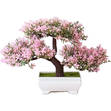 Piante artificiali, design bonsai, decorazione per interni/esterni, rosa (1/2)