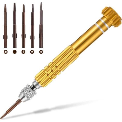 Mini-Schraubendreher-Set, 5-in-1 Multifunktions-Schlitzschraubendreher und professioneller Präzisions-Kreuzschlitzschraubendreher für Brillen, Sonnenbrillen, Uhren, Schmuck, Computerreparatur-Werkzeug (1/5)