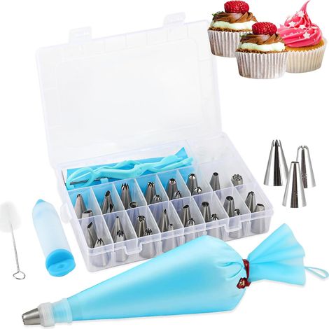 Lot de 42 douilles de décoration de gâteau - Poche a douille - Patisserie accessoires professionnel - Convient aux boulangers amateurs et professionnels (1/5)