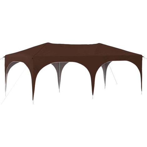 Tente de réception portable, dimensions : 575 x 288 x 245 cm, toile Oxford marron. (1/5)