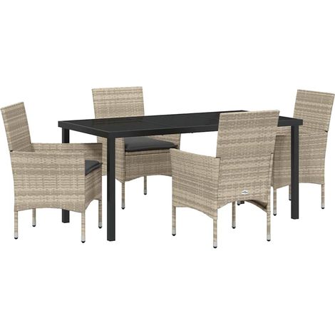 Maison Exclusive - Set da Pranzo per Giardino 5 pcs Grigio chiaro polyrattan (1/5)