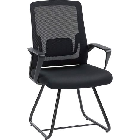 Office Chair with Armrests, Lumbar Support, Black Mesh