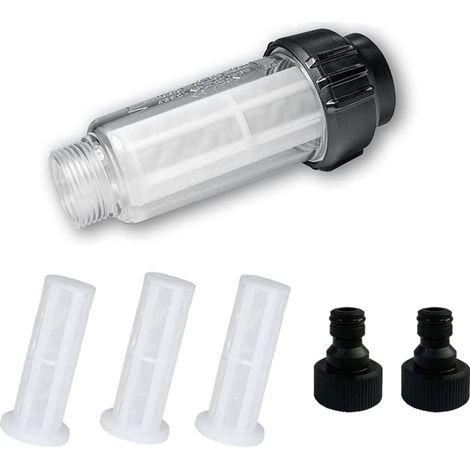 Filtre à eau avec Insert de Filtre, Filtre pour Nettoyeur Haute Pression, Avec 3 filtres + 2 connecteurs Filtres pour nettoyeurs haute pression, pompes de jardin (1/5)