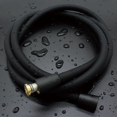 Flexible de Douche Universel (G1/2 Pouces, 2m), Tuyau de Douche en Silicone Ultra-Doux, Tuyau Douche Anti-Torsion et Anti-Pliure, Noir (1/4)