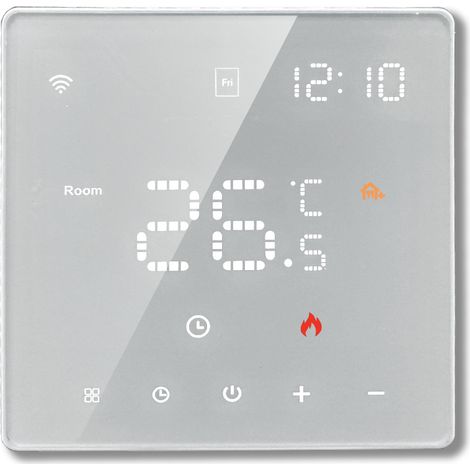 Thermostat pour Plancher Chauffant Intelligent WiFi , Thermostat de Chauffage Électrique Domestique Intelligent avec Contrôle Vocal, Écran Couleur LED Blanc (1/4)