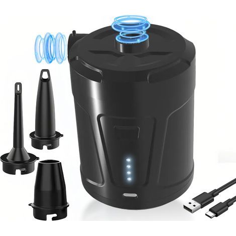 5200 mAh electric air pump, rechargeable battery, with 3 air nozzles, for fast inflation. (1/5)
